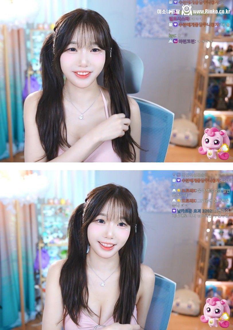 여중딩 컨셉이라는 수련수련...D컵 가슴에 교복