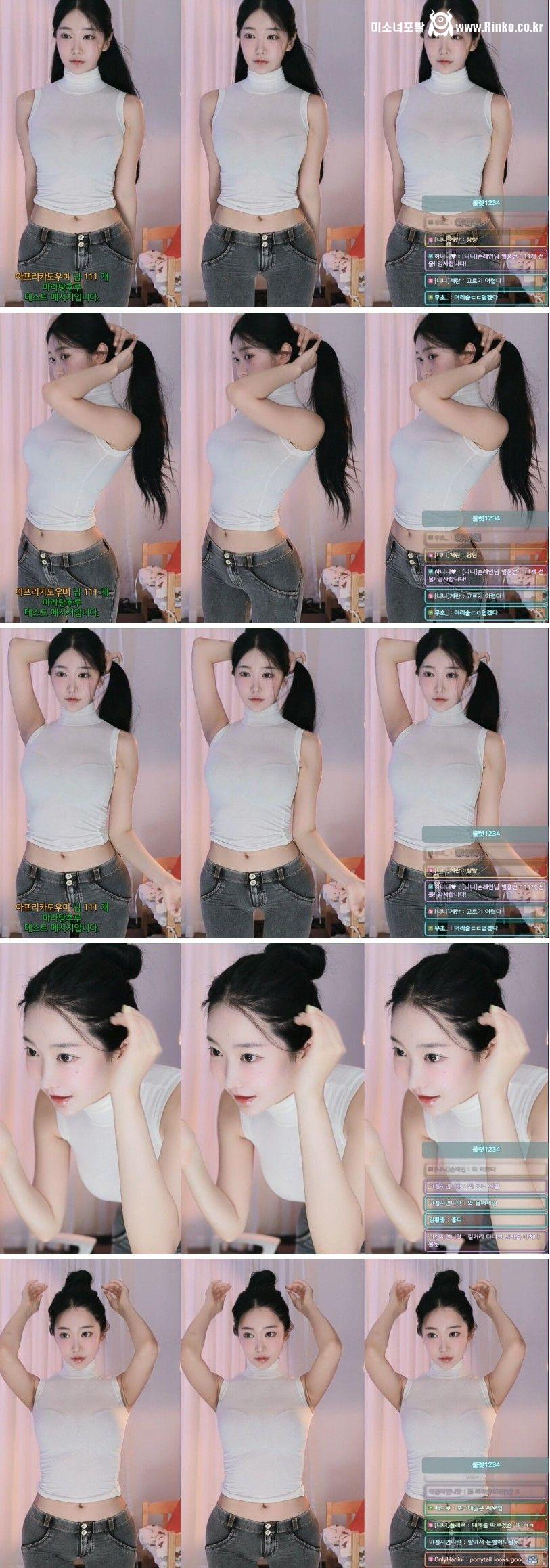 BJ 하니니 화이트 시스루 목폴라티