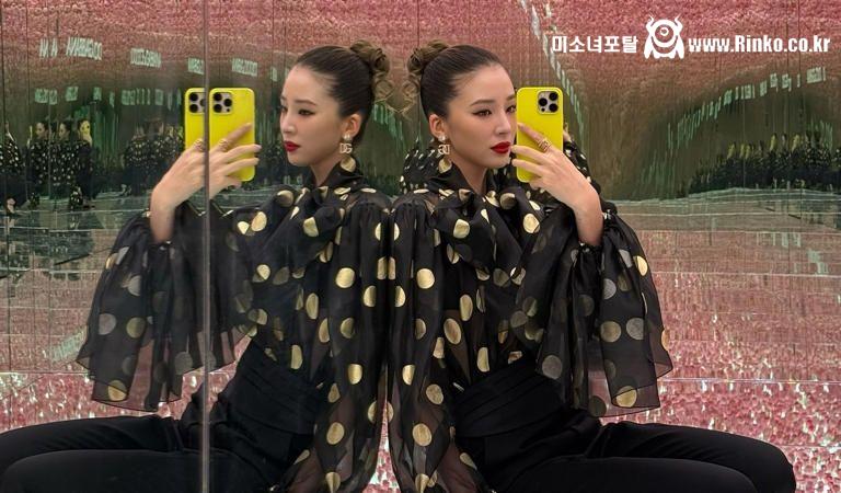 모델 아이린, 눈길 사로잡는 땡땡이 매력…시스루로 완성한 시크 도트 룩