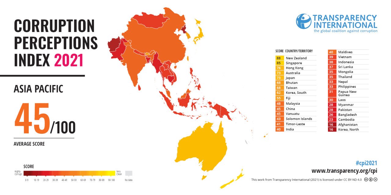 CPI2021_Asia-Pacific_EN.jpg 가장 청렴하고 부패한 나라들은 어디일까? 2021 부패인식지수