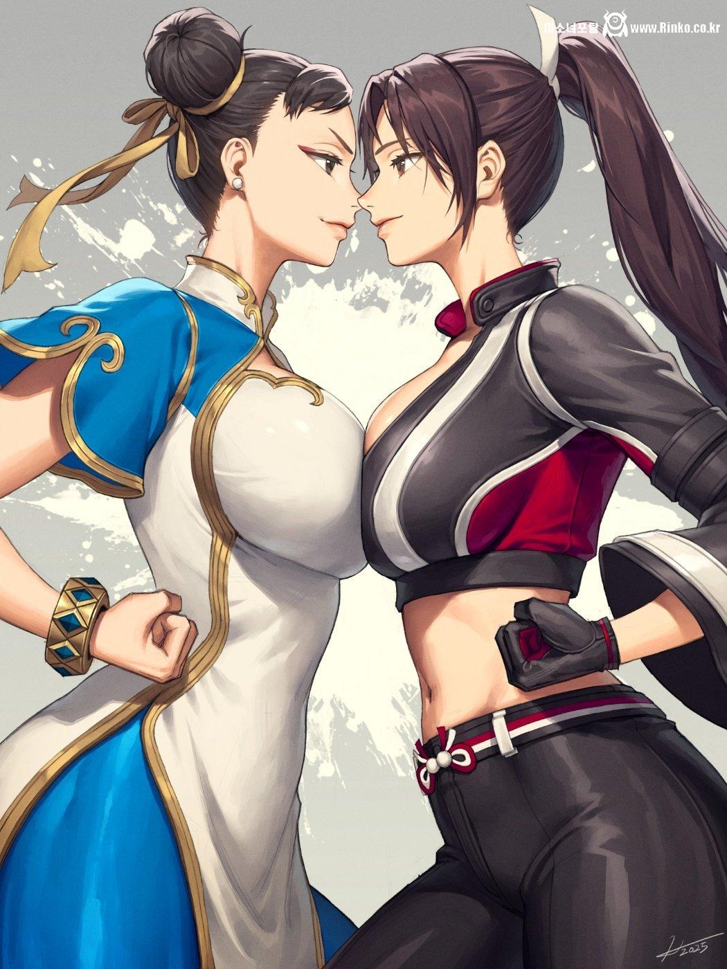 아랑전설 신작에서 구현한 춘리 vs 마이 가슴 맞대결