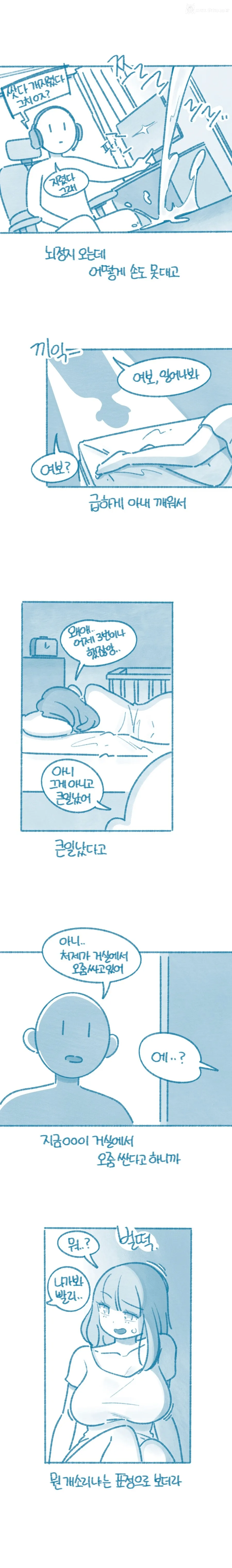 티비 선반에 오줌을 갈겨버린 처제