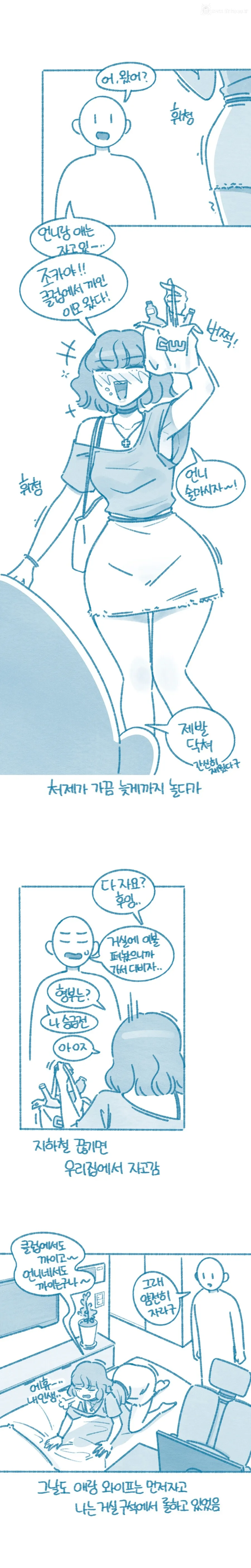 티비 선반에 오줌을 갈겨버린 처제