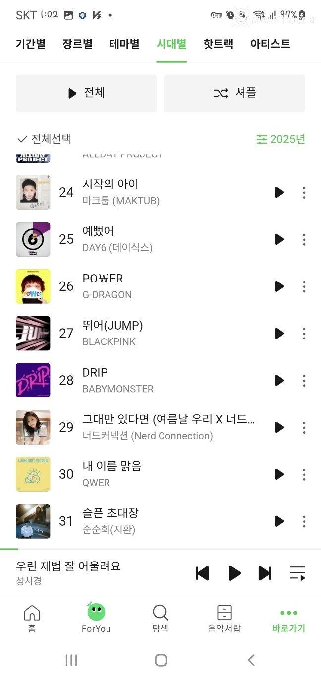 2025 멜론차트 연간 순위 TOP 100