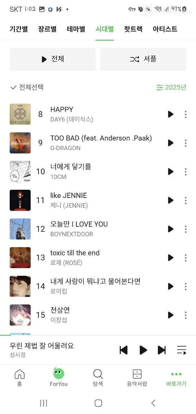 2025 멜론차트 연간 순위 TOP 100