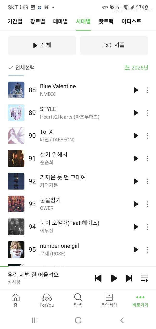 2025 멜론차트 연간 순위 TOP 100