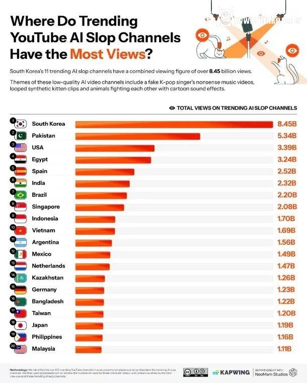 AI 쇼츠 많이 시청하는 국가 순위