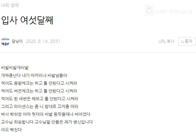 어느 신입 사원 6개월간의 변화