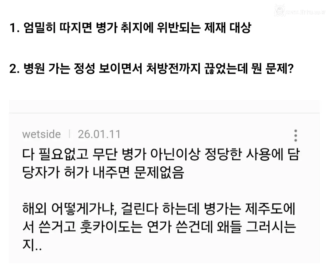 병가 쓰고 여행 갔다온 공익