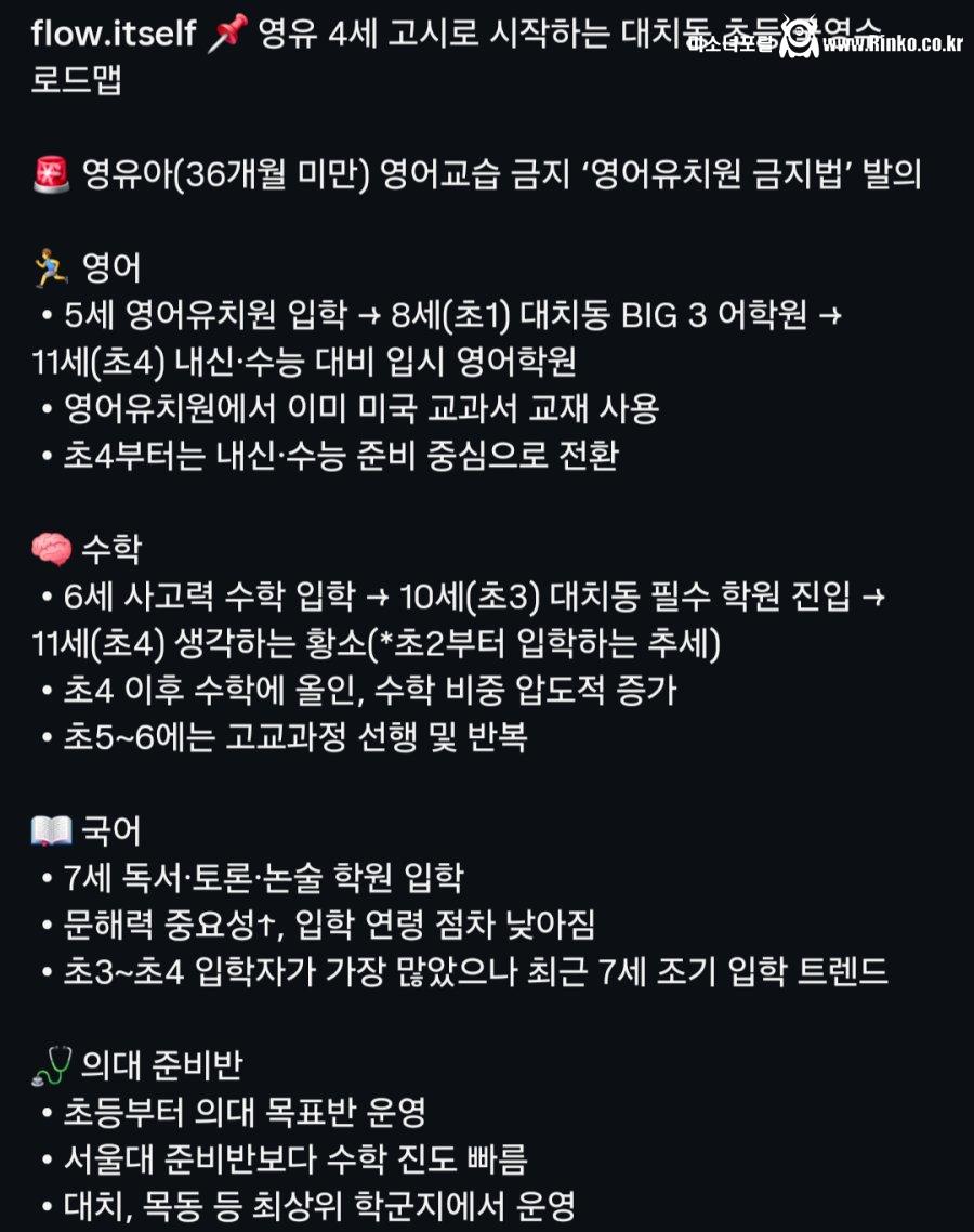 대치동 초등학생 국, 영, 수 로드맵