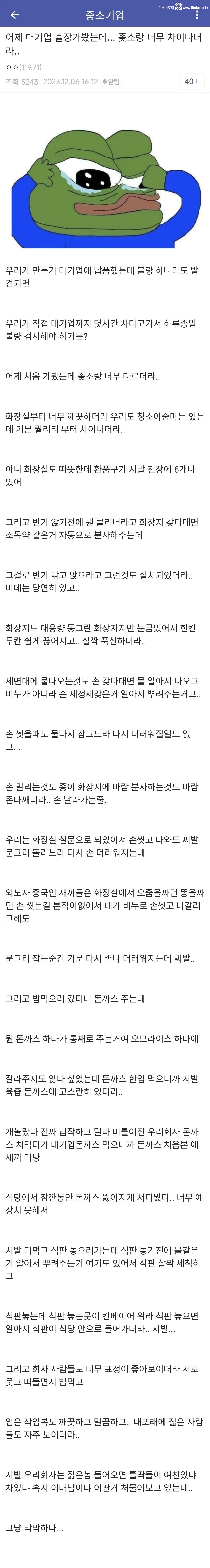 대기업 갔다가 충격받은 ㅈ소인