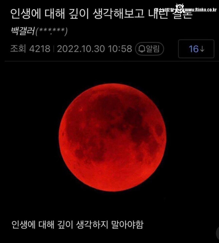 인생에 대해 깊이 생각해보고 내린 결론