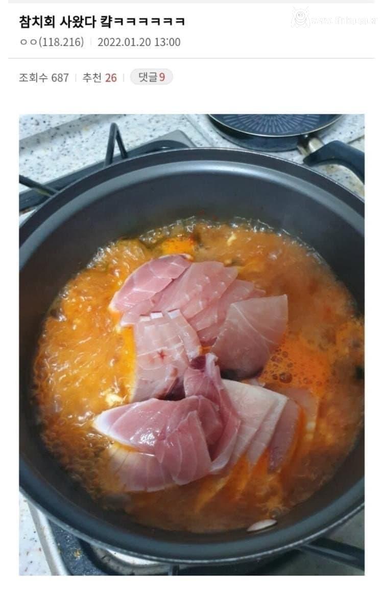 참치회를 야무지게 먹는 디씨인