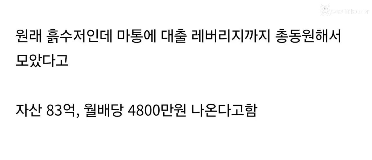 월배당 4800만원 나올 예정이라는 자산 83억 인스티즈 여성