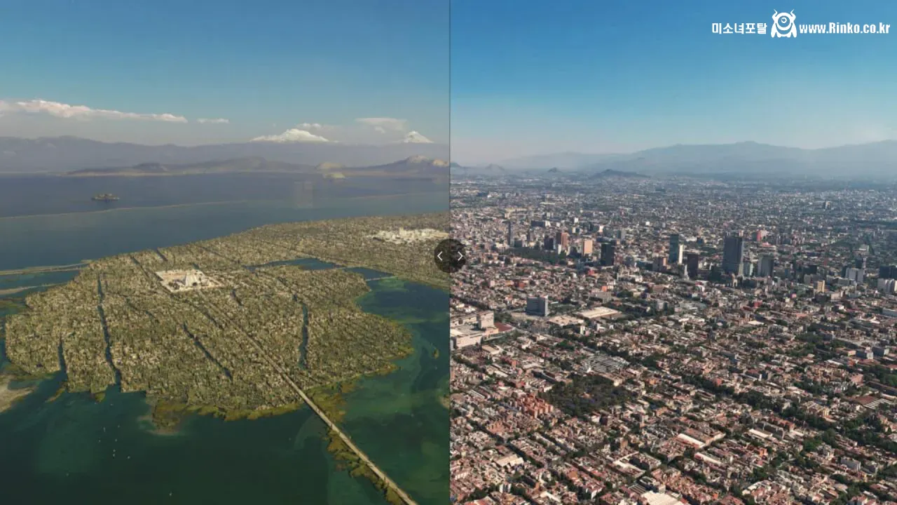 호수 위에 지어진 멕시코 수도?