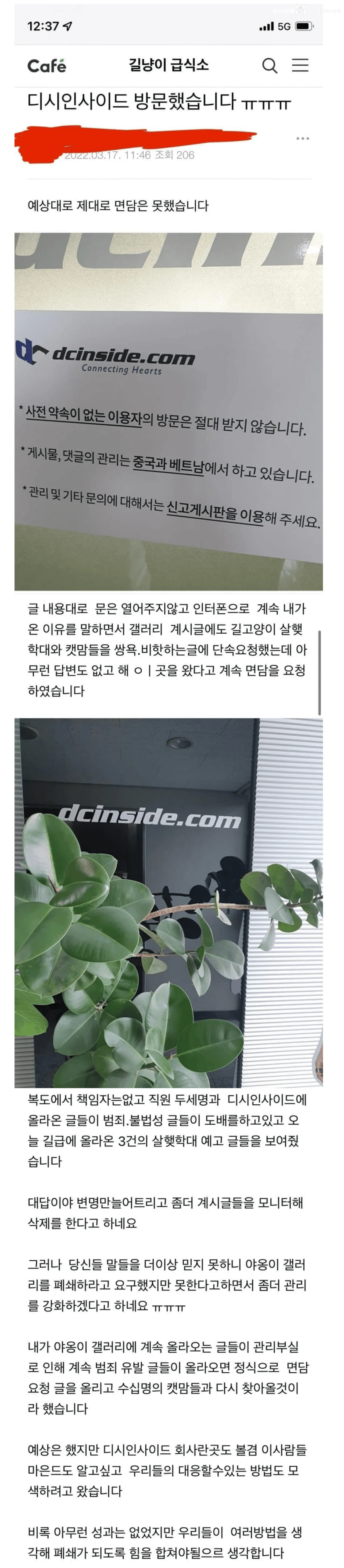 디시인사이드 본사를 방문한 캣맘