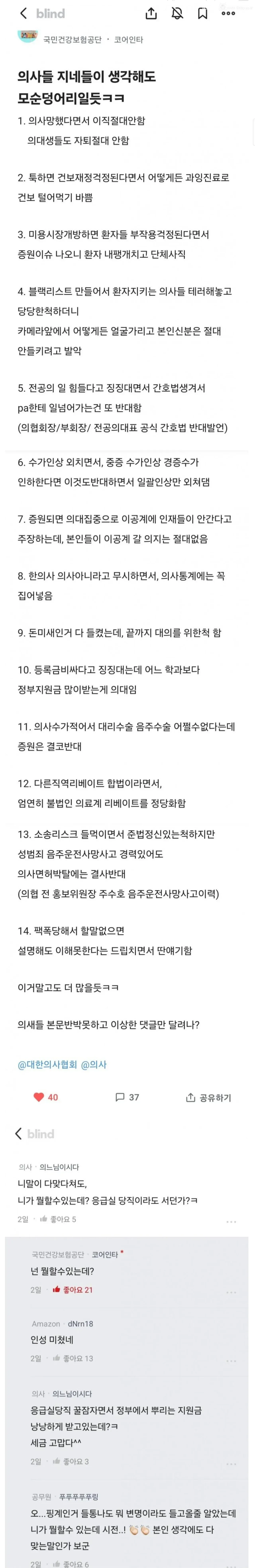 건보공단 직원이 말하는 의사들의 모순