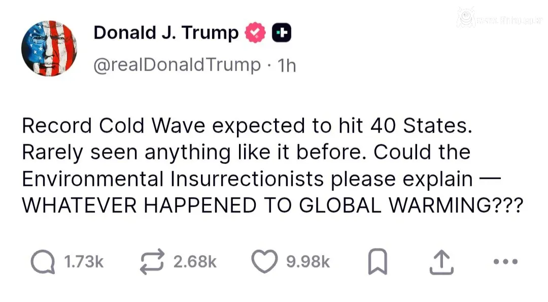 트럼프 : 날씨가 이렇게 추운데 지구 온난화가 대체 어딨냐