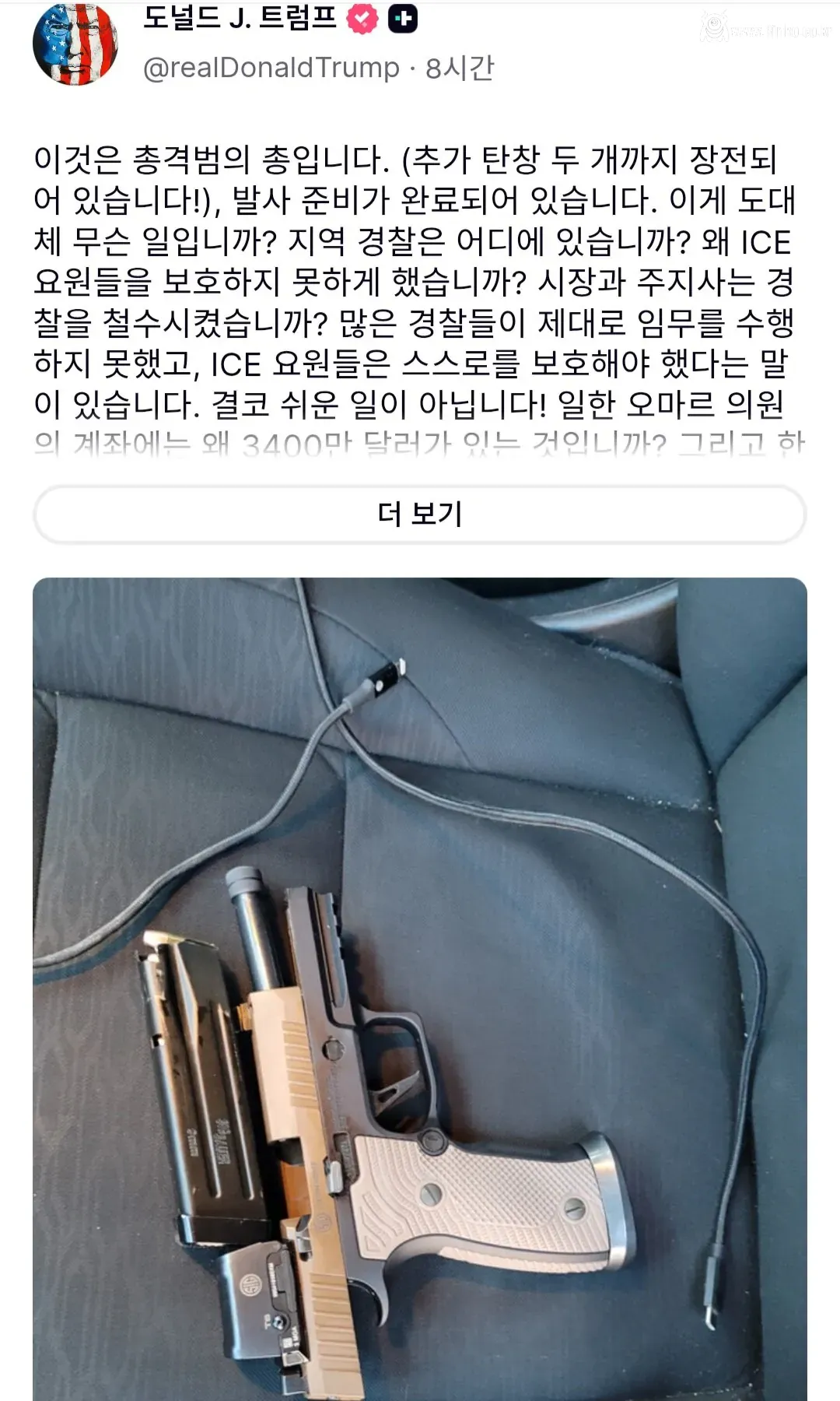 트럼프) 미네소타 ICE 총격 사망자는 총기 난사범이다!