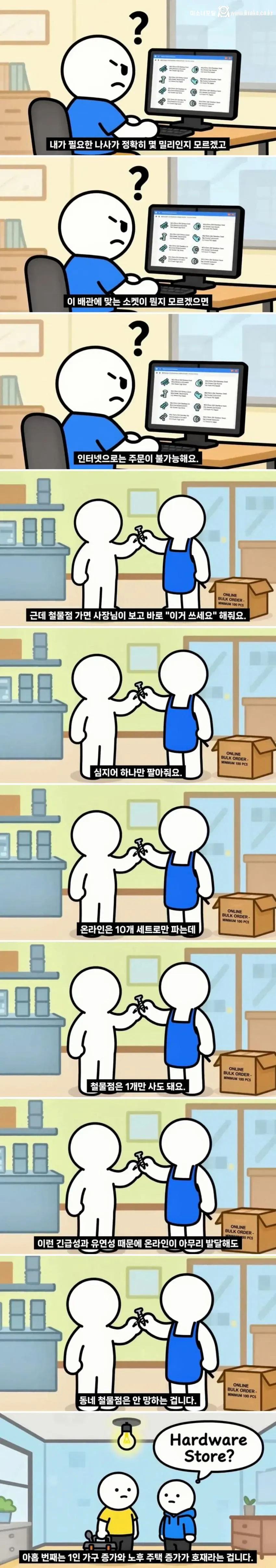 동네 철물점이 손님이 없어도 안망하는 이유