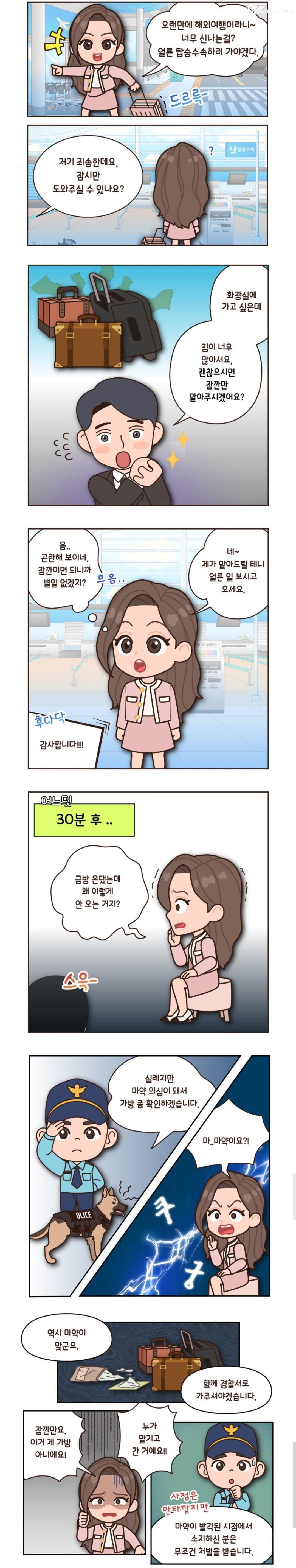 공항에서 짐 맡아줬다가 구치소 가게 된 여시 ‭언냐