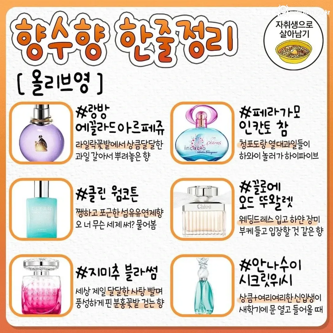 향수 살 때 참고하는 향수향 한줄정리