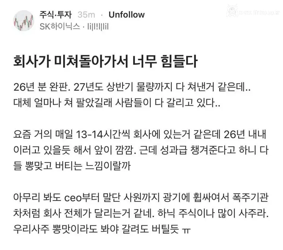 무지성 거인이 되고 만 하이닉스 직원들