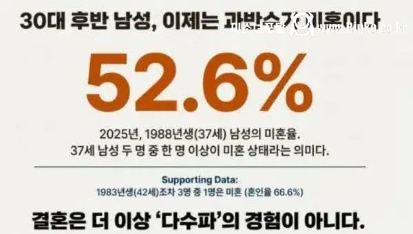 대한민국 미혼 남성 과반수 돌파