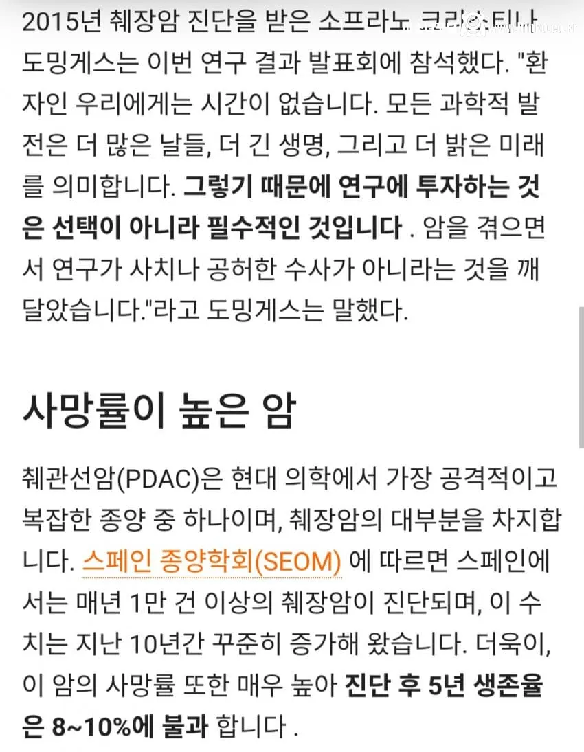 스페인 연구진, 세계 최초로 쥐에서 췌장암 완전 제거 성공