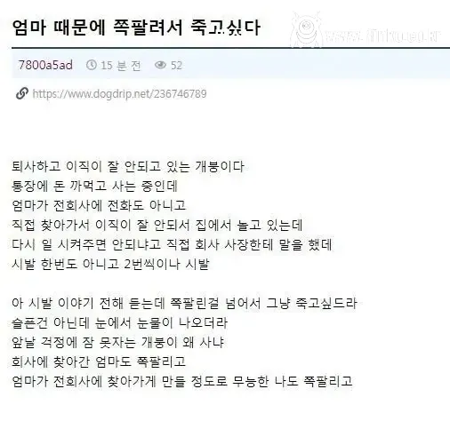 엄마 때문에 쪽팔려서 죽고싶다