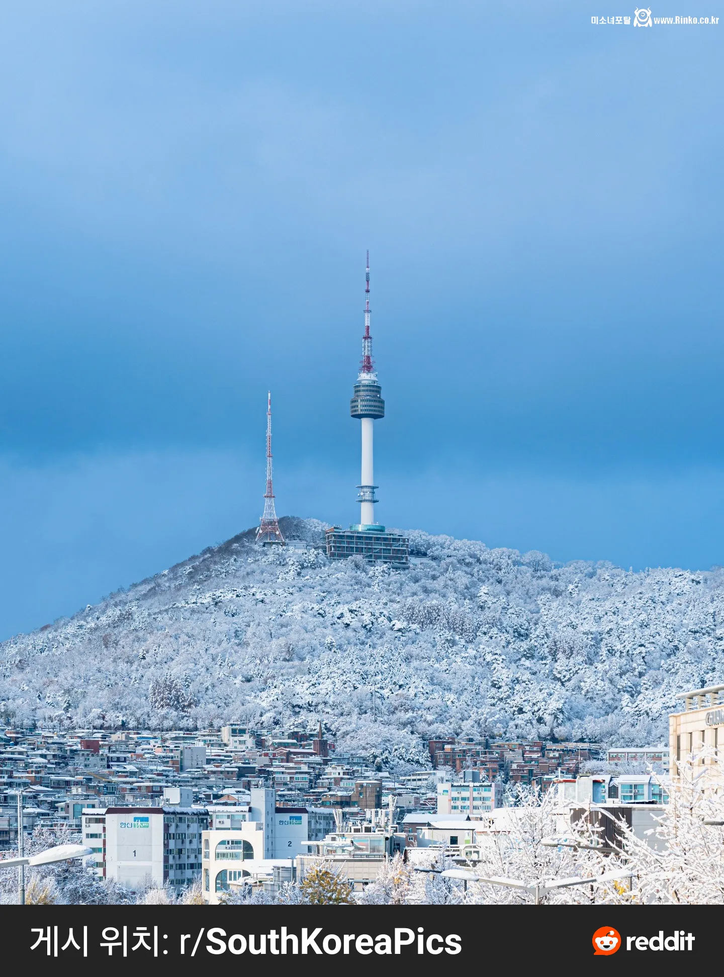레딧에서 반응 핫한 눈 내린 남산 풍경