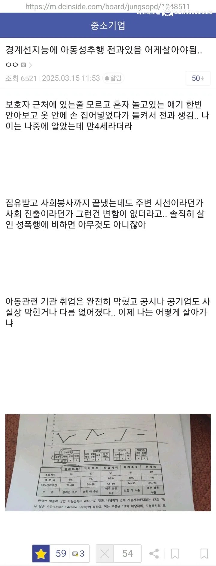 경계선지능+아동성추행 전과 있음 어케살아야됨