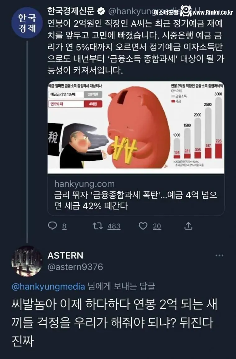 연봉 2억 직장인의 고민