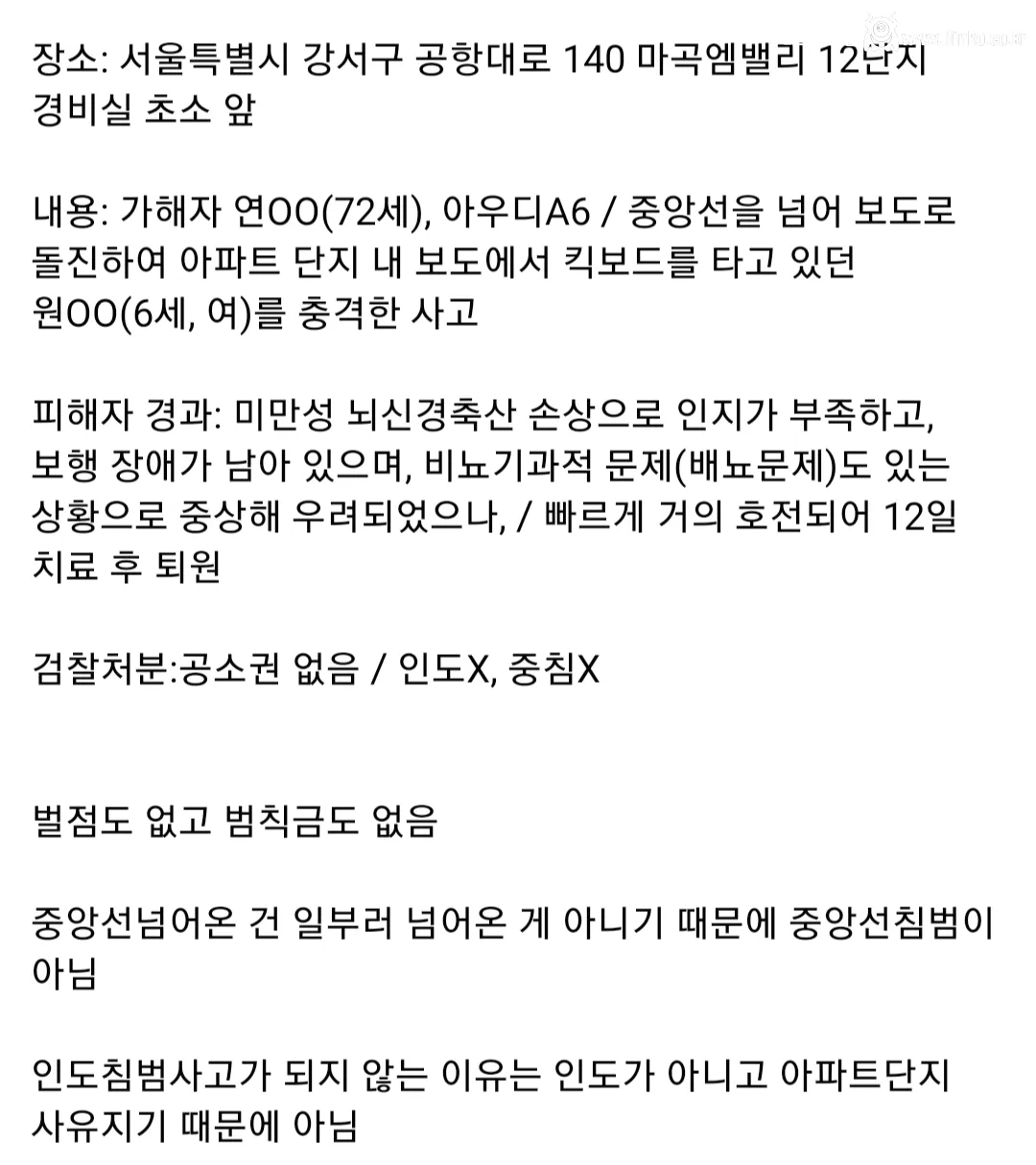 혐주의) 아파트 단지내에서 보도로 돌진한 차량