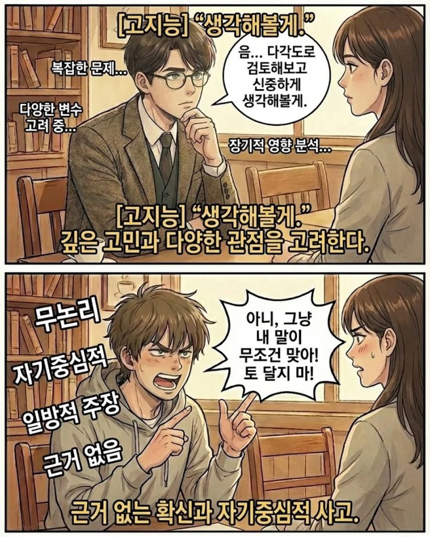 싱글벙글 고지능 vs 저지능