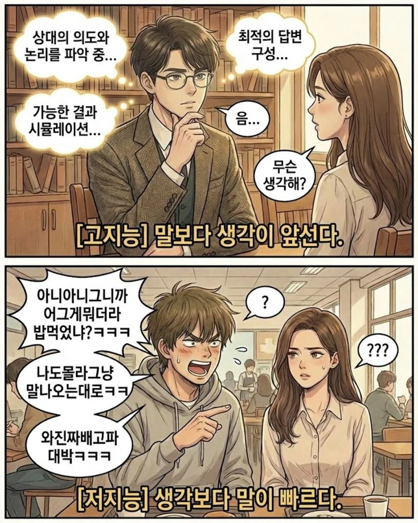 싱글벙글 고지능 vs 저지능