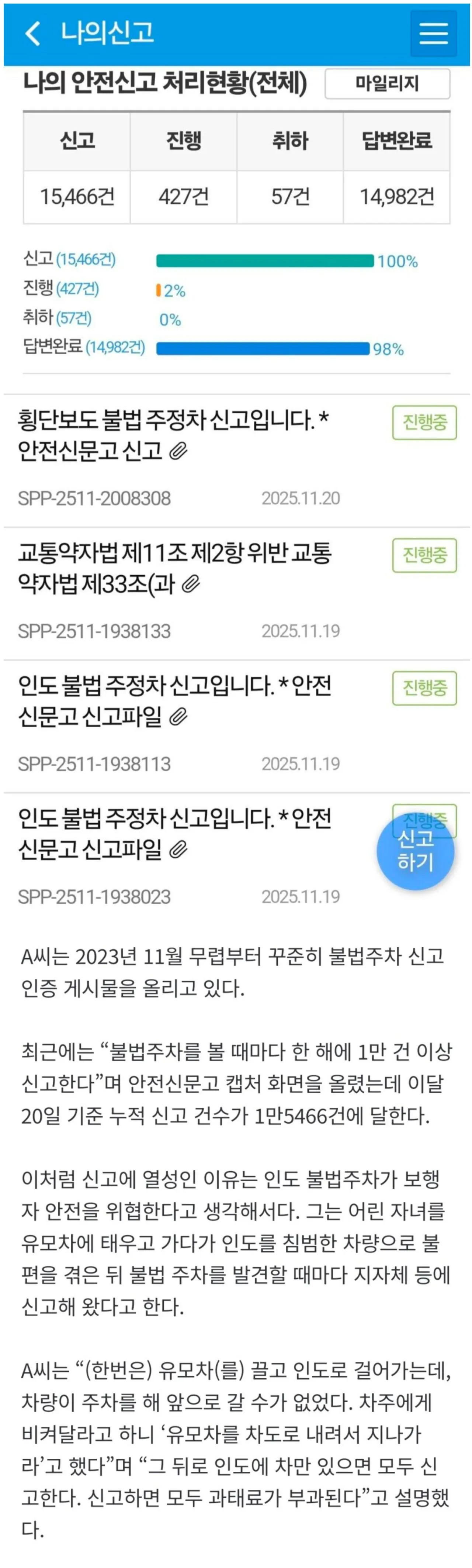 불법주차 15000건 신고한 시민의 고백