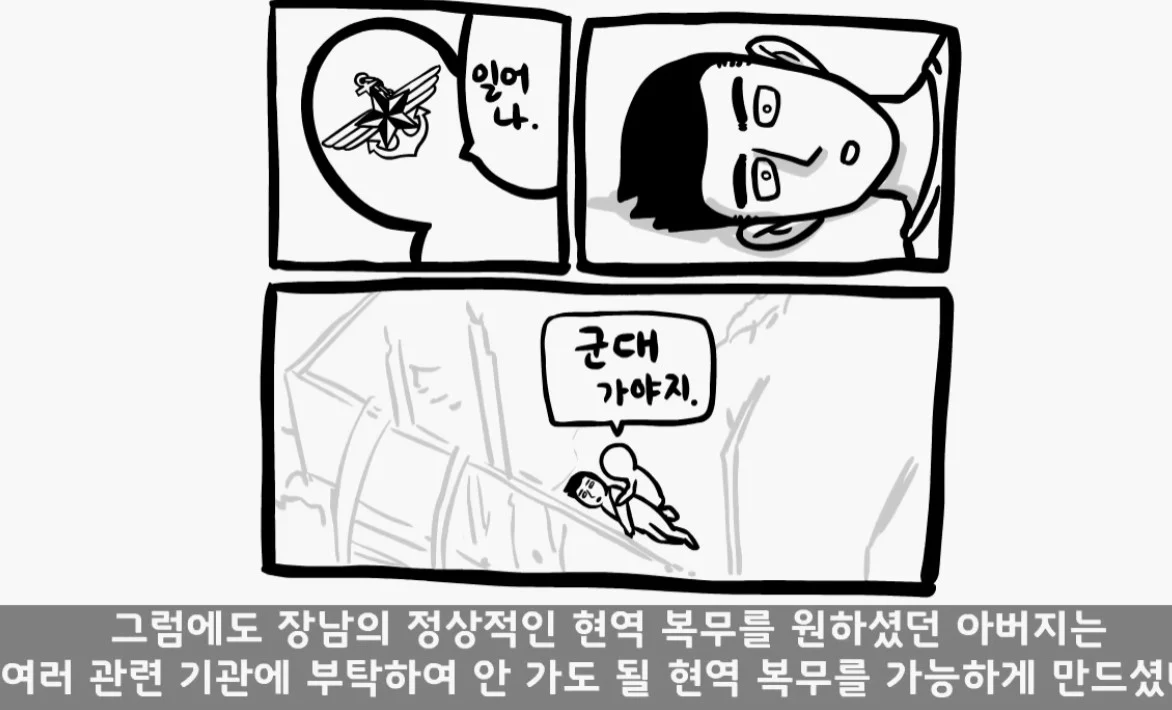 면제인데 아빠가 로비해서 현역 보냄