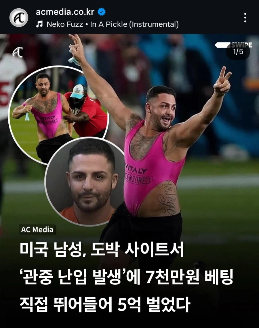 도박 사이트에 관중 난입에 7천만원 베팅한 사람