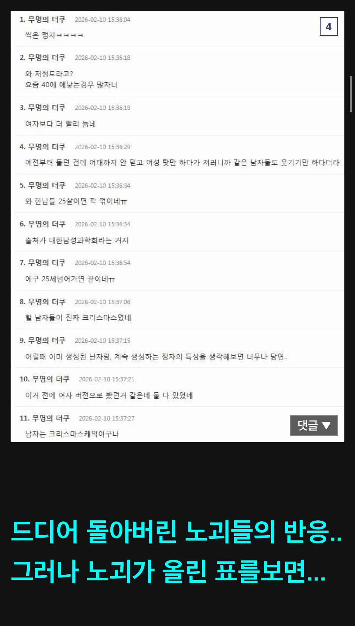 남자 나이 35세 이상은 정자 썩는다는 통계 축제 열린 여초