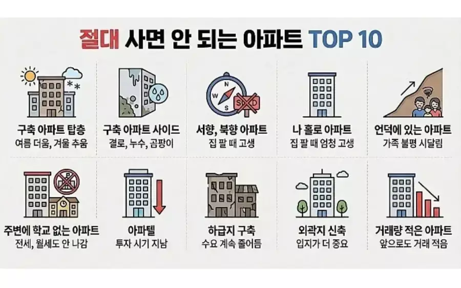 절대 사면 안 되는 아파트 top 10