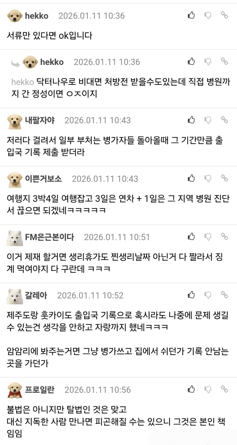 병가 처리하고 여행 갔다온 공익