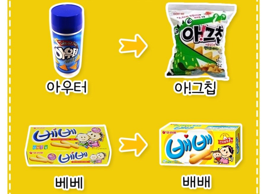 소리소문없이 이름 바뀐 과자 정리