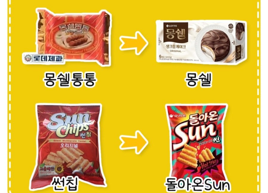 소리소문없이 이름 바뀐 과자 정리