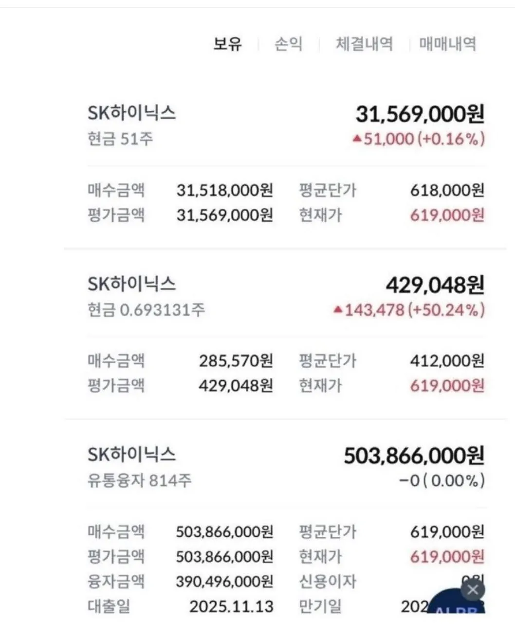 작년 11월에 대출끼고 SK 하이닉스에 5억 투자한 공무원