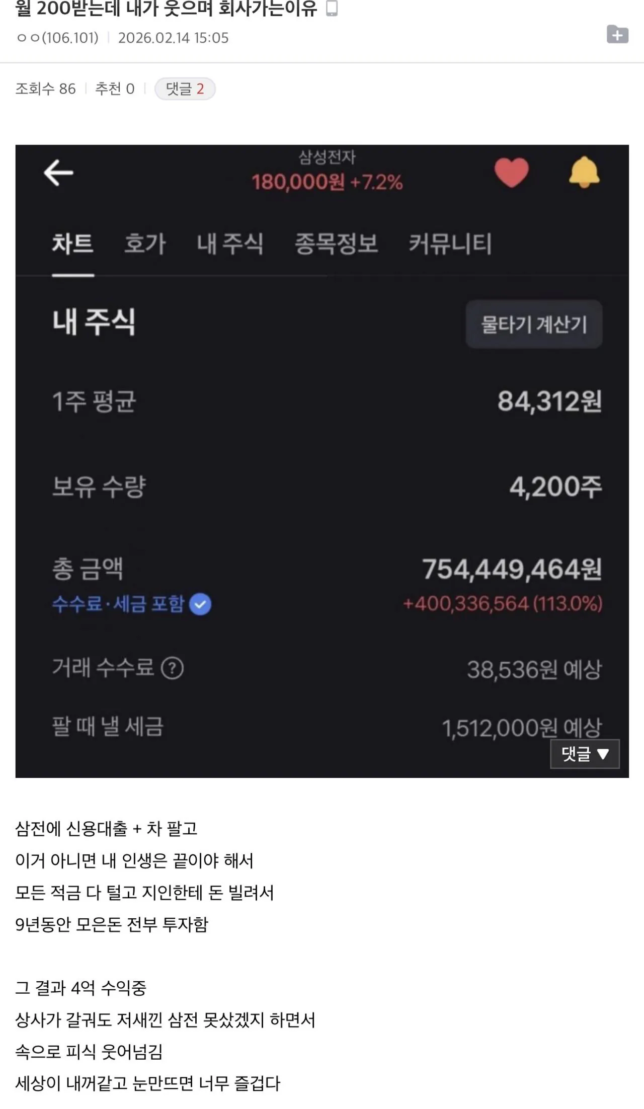 삼전 신용대출 풀매수한 중소기업갤러