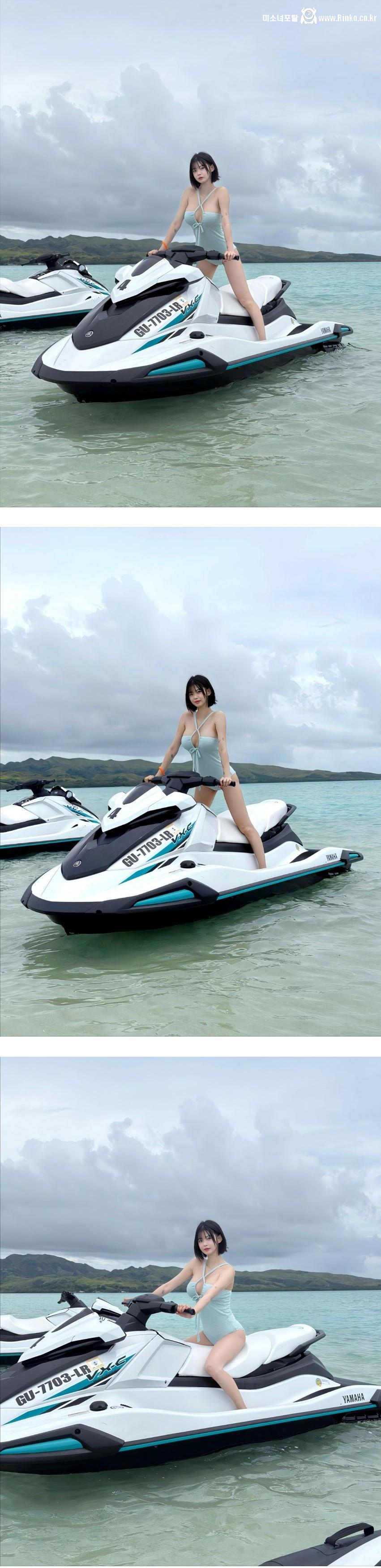 제트스키 타고 있는 유튜버 장은비 수영복 몸매 1