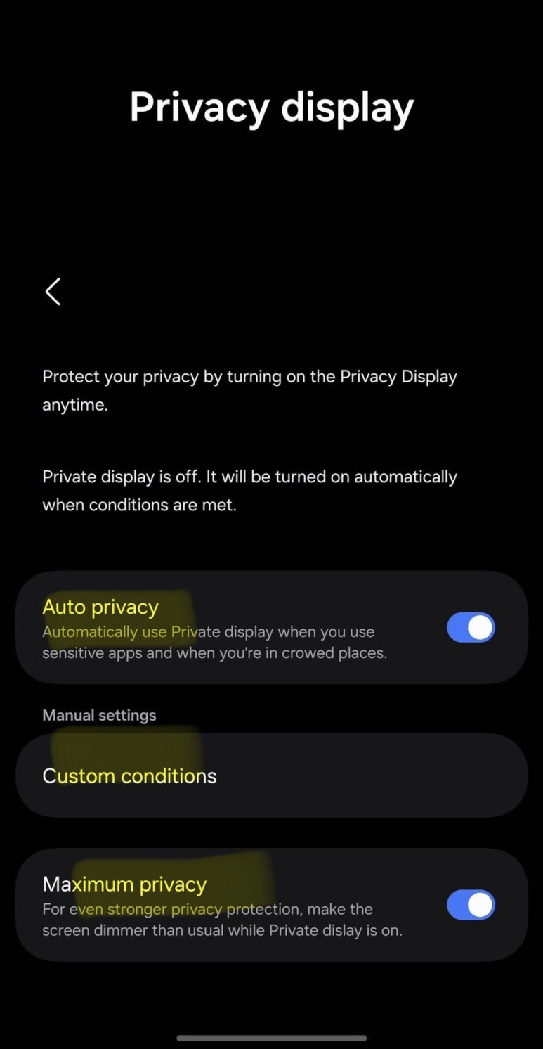 갤럭시S26울트라, 사생활 보호 디플 상세 설정 유출