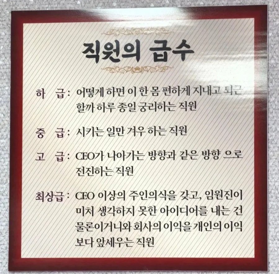 중소기업 직원의 급수 논란
