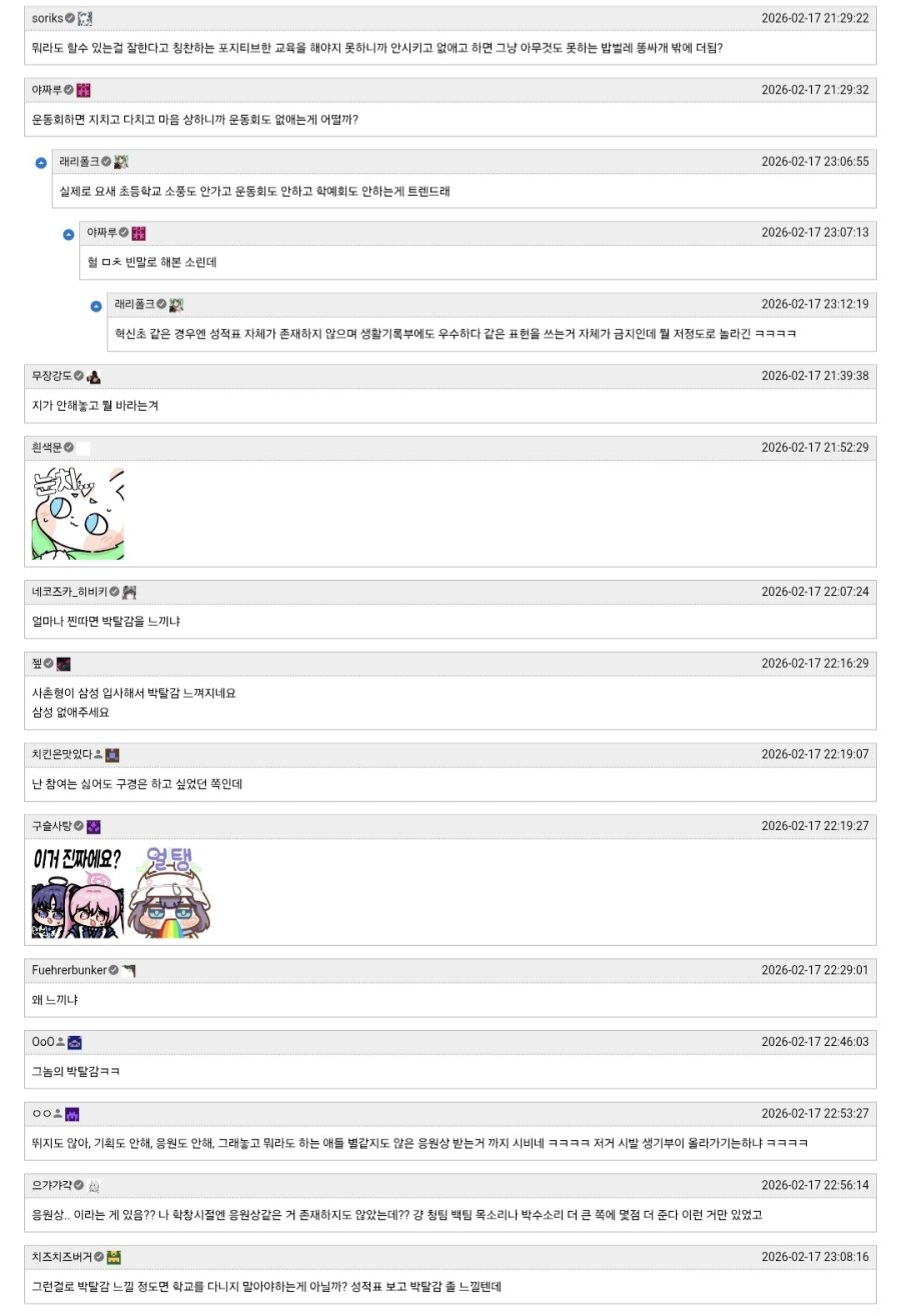 학교 체육대회 응원상 폐지 논란